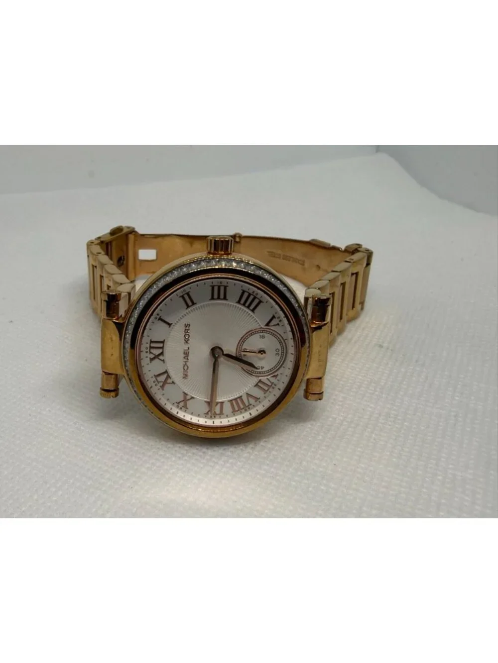 Michael Kors Skylar MK5971 Women Gold Baguette Crystal Roman Numeral 33MM Watch